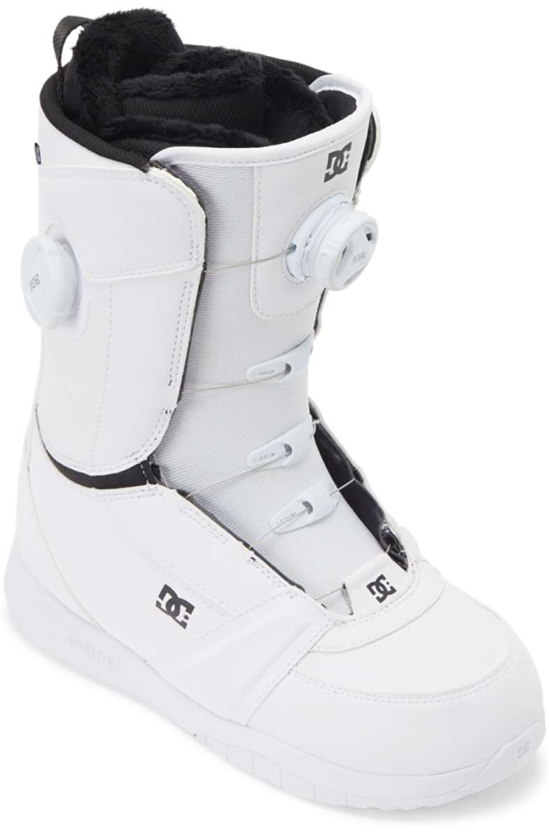 DC Women's Lotus BOA Snowboard Boots 2024 - White snowboard boots with a black interior and white laces.