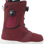 DC Women's Lotus BOA Snowboard Boots 2024 - A pair of red snowboard boots with a black BOA dial on the side.
