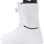 DC Women's Lotus BOA Snowboard Boots 2024 - White snowboard boots with a black stripe on the side and white laces.