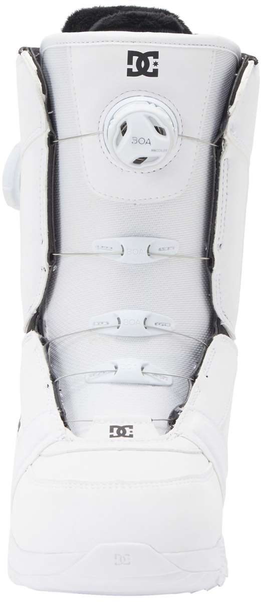DC Women's Lotus BOA Snowboard Boots 2024 - White snowboard boots with a round, white BOA dial on the side.