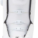 DC Women's Lotus BOA Snowboard Boots 2024 - White snowboard boots with a round, white BOA dial on the side.