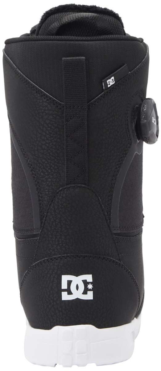 DC Women's Lotus BOA Snowboard Boots 2024 - Black snowboard boots with a textured pattern on the upper and white soles.