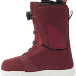 DC Women's Lotus BOA Snowboard Boots 2024 - A pair of red snowboard boots with a textured pattern on the side and black laces.