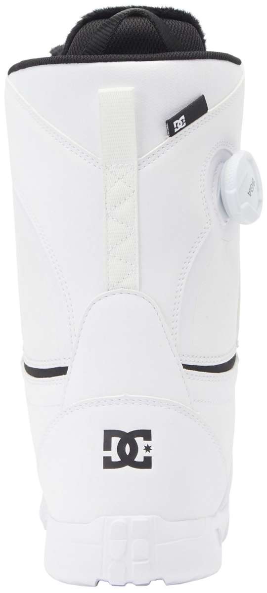 DC Women's Lotus BOA Snowboard Boots 2024 - White snowboard boots with a black strap and white laces.