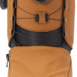 DC Women's Mora BOA Snowboard Boots 2024 - A pair of tan snowboard boots with a black fur lining visible inside.