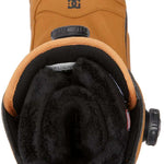 DC Women's Mora BOA Snowboard Boots 2024 - Tan boots with a black sole and laces, featuring a round toe and a low heel.