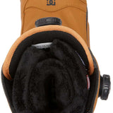 DC Women's Mora BOA Snowboard Boots 2024 - Tan boots with a black sole and laces, featuring a round toe and a low heel.