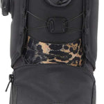 DC Women's Mora BOA Snowboard Boots 2024 - Black snowboard boots with a leopard print pattern on the tongue and heel.