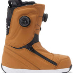 DC Women's Mora BOA Snowboard Boots 2024 - Black boots with a textured pattern on the toe and heel, featuring a round black BOA dial on the side.