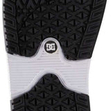 DC Women's Mora Step On Snowboard Boot 2023 - Black snowboard boot with a textured rubber outsole and white accents on the heel and toe.