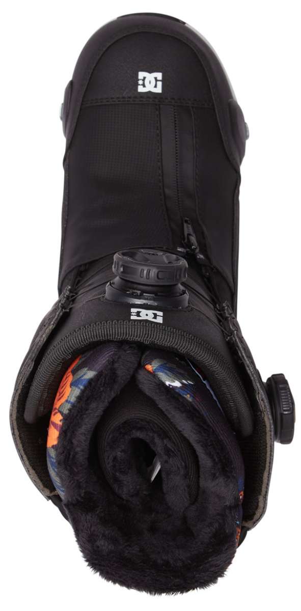 DC Women's Mora Step On Snowboard Boot 2023 - Black snowboard boot with a white logo on top.