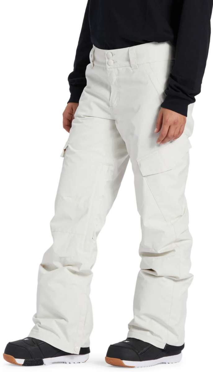 DC Women's Nonchalant Insulated Pant 2024 - Black snow pants with a subtle white stripe down the side of each leg.