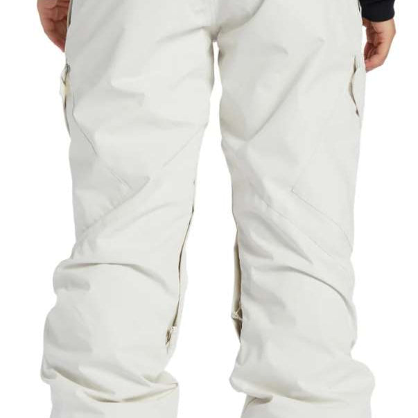DC Women's Nonchalant Insulated Pant 2024 - White snow pants with a zippered pocket on the side and diagonal stitching across the back.