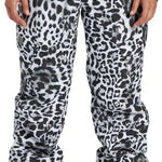 DC Women's Nonchalant Insulated Pant 2024 - Black snow pants with a leopard print design.