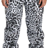 DC Women's Nonchalant Insulated Pant 2024 - Black snow pants with a leopard print design.