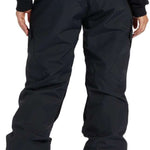 DC Women's Nonchalant Insulated Pant 2024 - Black snow pants with diagonal quilted pattern on thighs and knees, zippered pockets at back.