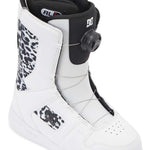DC Women's Phase BOA Snowboard Boots 2024 - Black snowboard boots with a leopard print pattern on the side and black laces.