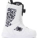 DC Women's Phase BOA Snowboard Boots 2024 - Black snowboard boots with a leopard print design on the side panel.