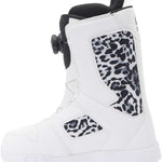 DC Women's Phase BOA Snowboard Boots 2024 - White snowboard boots with a leopard print on the side panel.