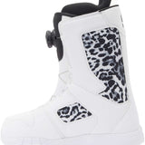 DC Women's Phase BOA Snowboard Boots 2024 - White snowboard boots with a leopard print on the side panel.