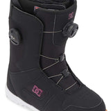 DC Women's Phase Pro BOA Snowboard Boots 2024 - Black snowboard boots with pink accents and a white sole.