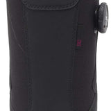 DC Women's Phase Pro BOA Snowboard Boots 2024 - Black boots with a pink DC logo on the back strap and white laces.