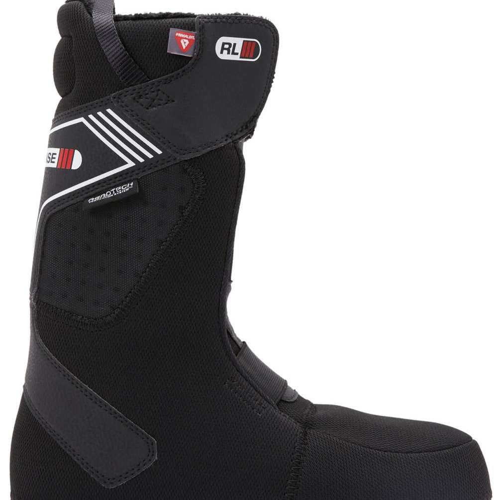 DC Women's Phase Pro BOA Snowboard Boots 2024 - Black snowboard boots with a white stripe on the side and red accents.