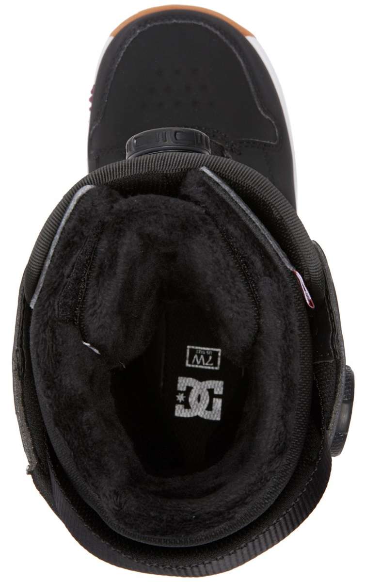 DC Women's Phase Pro BOA Snowboard Boots 2024 - Black snowboard boots with a white logo on the side and red accents.