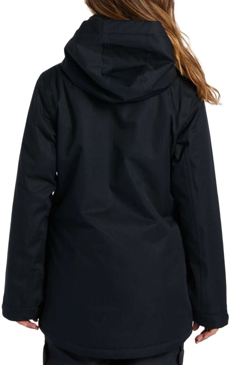 DC Women's Phoenix Insulated Parka 2024 - A black parka with a hood and zippered pockets.