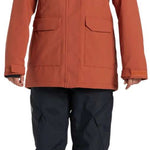 DC Women's Phoenix Insulated Parka 2024 - A burnt orange parka with a hood and two zippered pockets on the front.