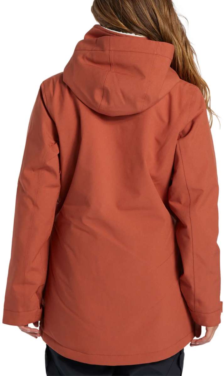 DC Women's Phoenix Insulated Parka 2024 - A dark brown parka with a hood and zippered pockets.