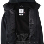 DC Women's Phoenix Insulated Parka - A black parka with a hood, featuring a white logo on the chest and a zipper closure.