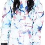DC Women's Savvy Anorak Jacket 2023 - A white jacket with a blue and pink tie-dye pattern.