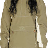 DC Women's Savvy Anorak Jacket 2023 - A khaki green jacket with a zippered chest pocket and two zippered side pockets.