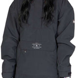 DC Women's Savvy Anorak Jacket 2023 - A black jacket with a hood and zippered pockets.