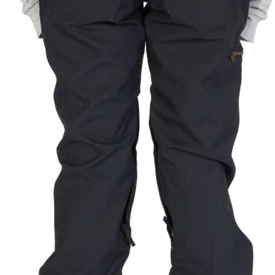 DC Women's Viva Shell Pant 2023 - Black snow pants with a zippered pocket on the right thigh and a small brown logo near the bottom left leg.