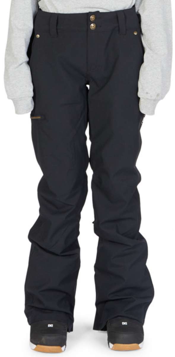 DC Women's Viva Shell Pant 2023 - Black snow pants with a subtle white stripe on the side of one leg.