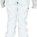 DC Women's Viva Shell Pant 2023 - A pair of white snow pants with a subtle black stripe on the side, featuring a zippered pocket and adjustable cuffs.