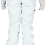 DC Women's Viva Shell Pant 2023 - A pair of white snow pants with a subtle black stripe on the side, featuring a zippered pocket and adjustable cuffs.