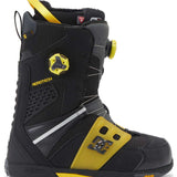 DC Phantom BOA Snowboard Boots 2024 - Black boots with yellow accents and a black BOA dial on top.