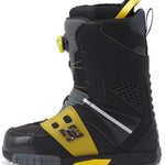 DC Phantom BOA Snowboard Boots 2024 - Black boots with yellow accents and a silver BOA dial on the side.