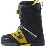 DC Phantom BOA Snowboard Boots 2024 - Black boots with yellow accents and a silver BOA dial on the side.