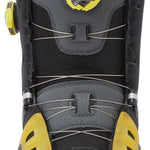 DC Phantom BOA Snowboard Boots 2024 - Black boots with yellow accents and a round black BOA dial on the side.