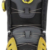 DC Phantom BOA Snowboard Boots 2024 - Black boots with yellow accents and a round black BOA dial on the side.