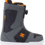 DC Phase BOA Snowboard Boots 2024 - Black boots with orange accents and a zebra-striped pattern on the side panel.
