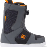 DC Phase BOA Snowboard Boots 2024 - Black boots with orange accents and a zebra-striped pattern on the side panel.