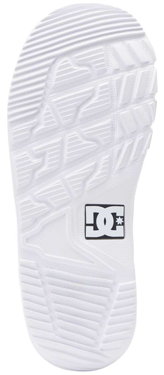 DC Phase BOA Snowboard Boots 2024 - White snowboard boots with a textured rubber outsole and silver metal BOA dials on the side.