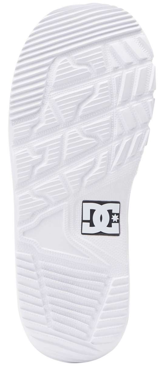 DC Phase BOA Snowboard Boots 2024 - White snowboard boots with a textured rubber outsole and silver metal BOA dials on the side.