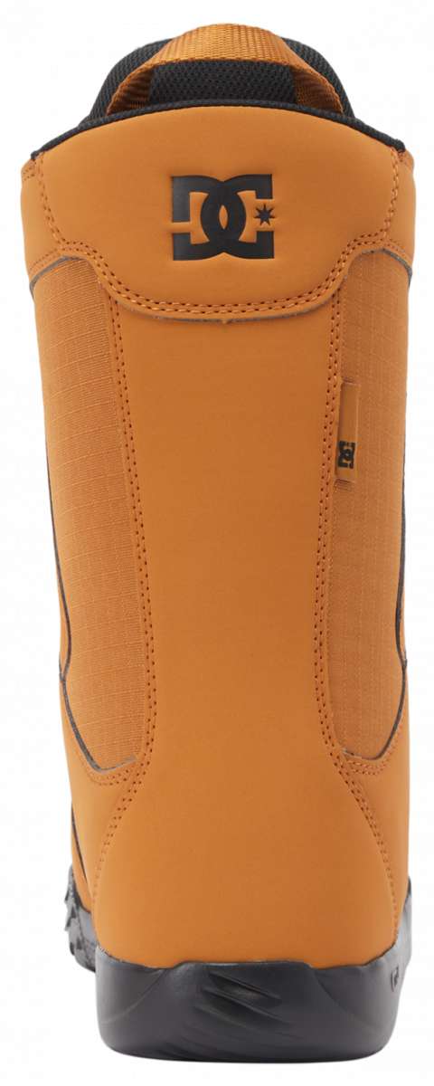 DC Phase BOA Snowboard Boots 2024 - A pair of tan snowboard boots with a black logo on the back heel and a black sole.