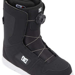 DC Phase BOA Snowboard Boots 2024 - Black snowboard boots with white accents and a black BOA dial on the side.